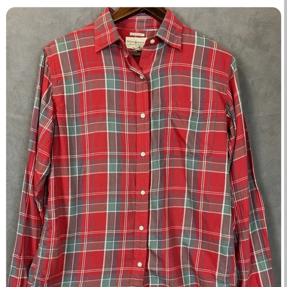 Ralph Lauren Denim & Supply RL Boyfriend Flannel Red Plaid Button Shirt Size XS - Picture 5 of 7